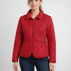 Thre3 Clothing Co Red Quilted Jacket Womens XL Zip Front Diamond Stitch Pockets